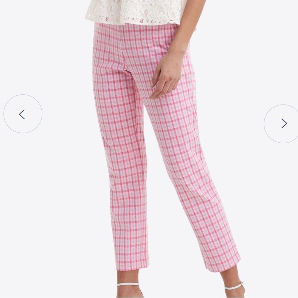 Draper James Elle Pants In Windowpane Plaid~Pink~Size Medium